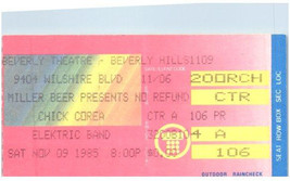 Chick Corea Concert Ticket Stub Novembre 9 1985 beverly Hills California - £27.04 GBP