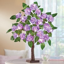 PURPLE Lighted Tabletop Artificial Rose Tree Greenery Easter Valentine Day Decor - £22.80 GBP