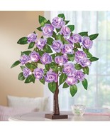 PURPLE Lighted Tabletop Artificial Rose Tree Greenery Easter Valentine D... - £18.28 GBP