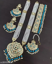 Kundan Jadau Islamic Earrings Bridal Wedding Dulhan Jewelry Set Long Rani Choker - £30.96 GBP