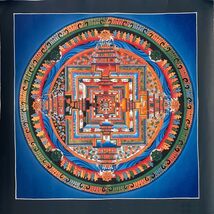 ORIGINAL HAND-PAINTED WHEEL OF LIFE KALACHAKRA MANDALA TIBETAN THANGKA P... - $111.37