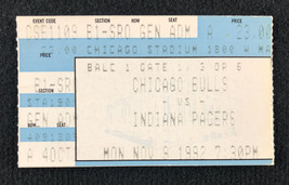 Chicago Bulls vs Indiana Pacers Ticket Stub November 9 1992 11/9/92 Jordan 24 Pt - £23.73 GBP