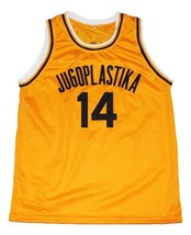 Dino Radja #14 Jugoplastika Yugoslavia Basketball Jersey New Yellow Any Size image 4