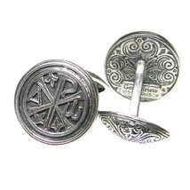  Gerochristo 7126 - Chi Rho-Chrismon  - Silver Medieval Byzantine Cuffli... - $275.00
