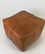 Handmade , Moroccan square , Leather pouf , Ottoman , footrest , Floor s... - £165.93 GBP