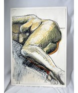Vintage female Nude Modernist Portrait Charcoal Oil bar On Paper Signed ... - £83.25 GBP