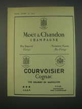 1949 Moet &amp; Chandon Champagne and Courvoisier Cognac Ad - £13.88 GBP