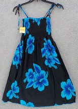 FAVANT SPAGHETTI STRAP WOMENS SUNDRESS ONE SZ BLACK BLUE SHORT ELASTIC T... - $19.99