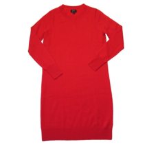 NWT J.Crew Long-sleeve Everyday Cashmere Crewneck Dress in Bright Cerise Red S - $120.00