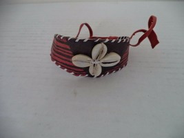 Original African Cowrie Bracelet on Genuine Leather. One Size. Adjustable. - £14.24 GBP