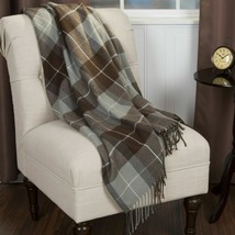 Lavish Home Soft Acrylic Blanket Throw 50 x 60 inches Brown Gray Tassles - £28.85 GBP