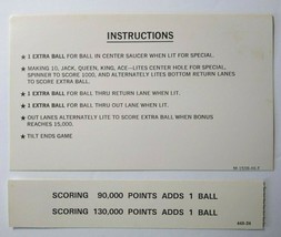 Hi Deal Pinball Machine Score Card Instructions 1975 NOS Original AAB Game - $25.20