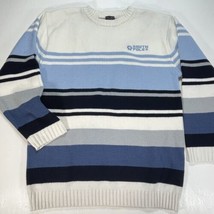 Vintage SouthPole Sweater Mens Medium Blue White Spellout Logo 90s Strip... - £29.47 GBP