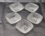 5 Vintage INDIANA GLASS 4¾&quot; Square Clear Glass Berry Bowl, Ashtray, Trin... - £16.92 GBP