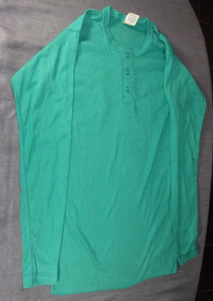 VINTAGE 1950s HEALTHKNIT GREEN TURQUOISE HALF BUTTON SHIRT SIZE MT CHEST... - $60.58