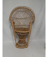 Vintage 16&quot; Large WICKER DOLL CHAIR Rattan Furniture Plant Stand Peacock... - $12.61