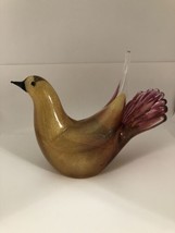 Murano Italy Art Glass Pink &amp; Gold Bird Figurine 1950’s Vetro Artístico 24 KT - £147.99 GBP