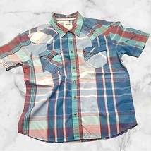Men&#39;s Levi&#39;s Blue | Red | Turquoise Plaid Button Down S/S Shirt NWT - £38.54 GBP
