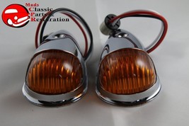 Guide Style Headlight Chrome LED Turn Signal Marker Lights Housings Amber 1157 - £62.19 GBP