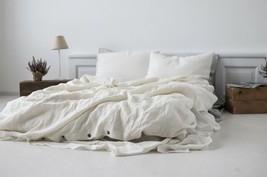 Off White/lvory Stonewashed Cotton Bedding Set Queen King Full Softened Quilt - £22.21 GBP+