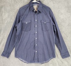 Panhandle Rough Stock Shirt Mens Large Blue Western Pearl Snap Flip Cuff Long - £20.32 GBP