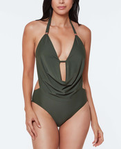 One Piece Swimsuit Cowlneck Rainforest Green Size Large BAR III $88 - NWT - £14.05 GBP