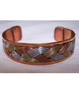 DELUXE THREE TONE PURE COPPER BANGLE CUFF BRACELET mens womens jewelry m... - $12.97 CAD