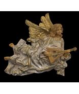 Vintage Angel with Lute Wall Hanging Ornament Signed Italy 4988 Gold Wings - $376.49 MXN