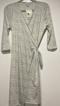 LULAROE LLR MICHELLE SIZE SMALL LIGHT GREY WRAPPED DRESS KNEE LENGTH #636 - £35.64 GBP