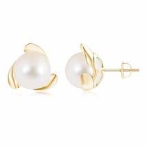 Angara Natural 10mm Freshwater Pearl Fashion Studs Earrings in 14K Yellow Gold - £269.05 GBP