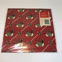 Vintage Hallmark Christmas Wrapping Paper 2 Sheets Geese Red - £7.88 GBP