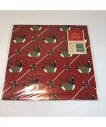 Vintage Hallmark Christmas Wrapping Paper 2 Sheets Geese Red - £7.77 GBP