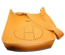 Authentic! Hermes Evelyne Natural Tan Clemence Leather GM Handbag Purse - £2,337.32 GBP