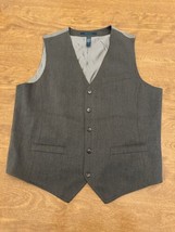 Perry Ellis Vest Men&#39;s Large Gray Button Up Lined Back Adjustable - £8.49 GBP