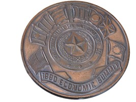 1990 Houston Texas World Economic Summit Bronze Medal - £70.46 GBP