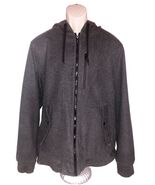 DRAVUS Mens XL Charcoal Gray HOODED Full Zip Wool Blend Coat Jacket Pockets - €32,83 EUR