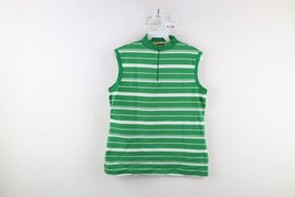 Vintage 70s Streetwear Womens XL Striped Color Block Half Zip Sleeveless Shirt - $39.55