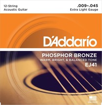D'Addario Guitar Strings 12 String 09-45 Phosphor Bronze - £27.51 GBP