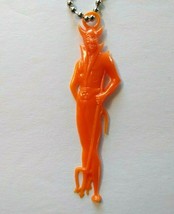 Halloween Plastic Devil Satan Keychain Charm Gothic Spooky Gift Orange Vintage  - £5.39 GBP