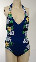 Anne Cole Blue Foral Halter Swim Suit Womens NWT  - £70.08 GBP