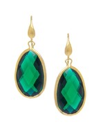 Rivka Friedman Jewelry 18k Gold Clad Teardrop Crystal Hook Dangle Earrings - £31.36 GBP