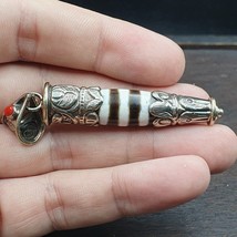 Rare collier pendentif 3 rayures agate népalaise tibétaine perle dzi TBN-2L - $2,118.47 MXN