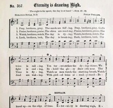 1883 Gospel Hymn Eternity Drawing Nigh Sheet Music Victorian Religion AD... - $19.99