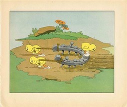 Disney Illustration Little Chicks Plowing with Horseshoe and Nails - £17.03 GBP