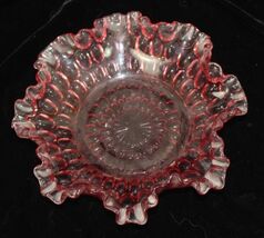VTG. FENTON THUMBPRINT COLONIAL PINK DOUBLE CRIMPED CANDY DISH EUC DH3375 - €21,59 EUR
