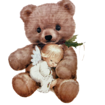 Dimensions Iron-On Transfer Cuddly Christmas Bear Holds Baby Angel R. Mo... - $23.58