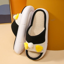 Spring Autumn Women Flax Hemp Slippers Bedroom Couples Cotton Shoes Breathable N - £18.86 GBP