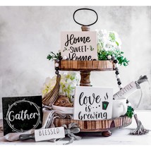 Farmhouse Decor Items Set For Kitchen, Tiered Tray, Coffee Bar, Thanksgiving - 3 - £57.84 GBP