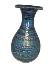 Vtg Bitossi Rimini Blue Aldo Londi Mid Century Modern Italy Pottery Vase 10&quot; Mcm - £495.80 GBP