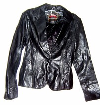Casablanca Black Genuine Leather Blazer Jacket Size 9/10 - £53.95 GBP